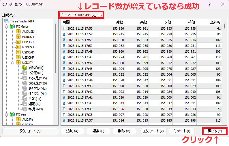 ThreeTrader MT4ヒストリカルデータ14